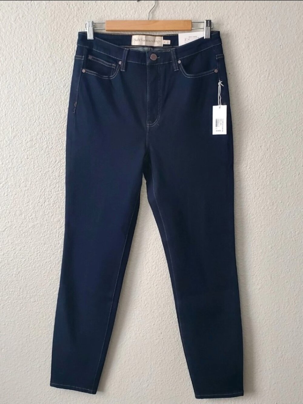 NWTSoft Surroundings Jeans Womens 10 Blue High Rise Straight Leg Dark Wash Denim